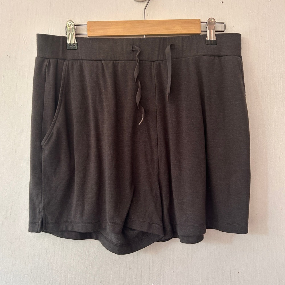 Cozy Earth Lounge Shorts Womens XL Gray Bamboo Viscose Drawstring Minimalist Eco